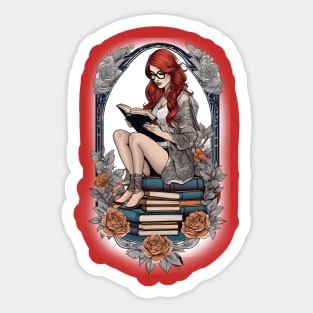 Bookish Redhead Sticker